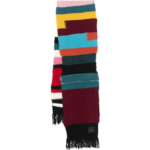 Winter Scarves, female, , Size: ONE SIZE Patchwork Stripe Wool Scarf - Paul Smith - Modalova