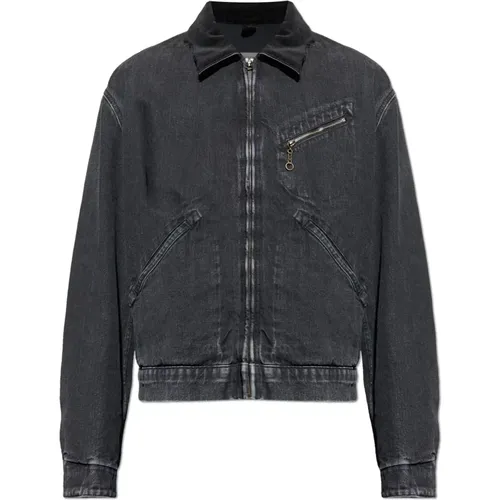 Denim Jackets, male, , Size: L Denim Jacket with Corduroy Collar - Maison Margiela - Modalova