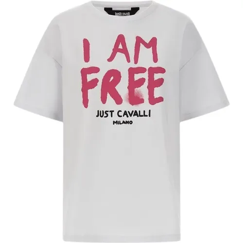 Weißes T-Shirt mit Buchstabendruck,Weiße Grafik T-Shirts und Polos - Just Cavalli - Modalova