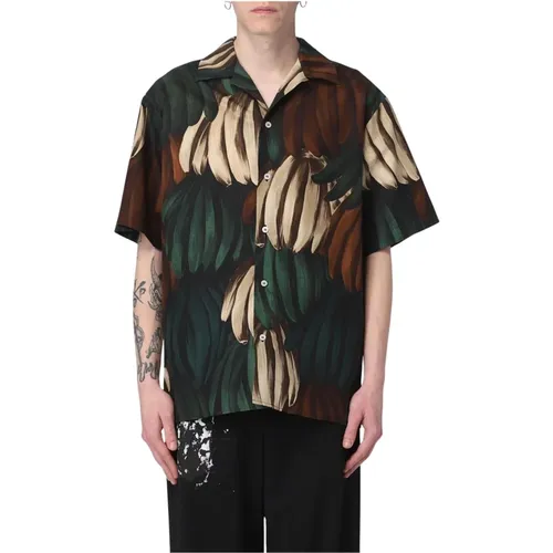 Short Sleeve Shirts, male, , Size: XL Colorful Banana Print Shirt Relaxed Fit - Msgm - Modalova