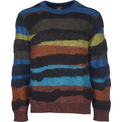 Schwarzer Abstrakter Gestreifter Crew Neck Pullover - Paul Smith - Modalova