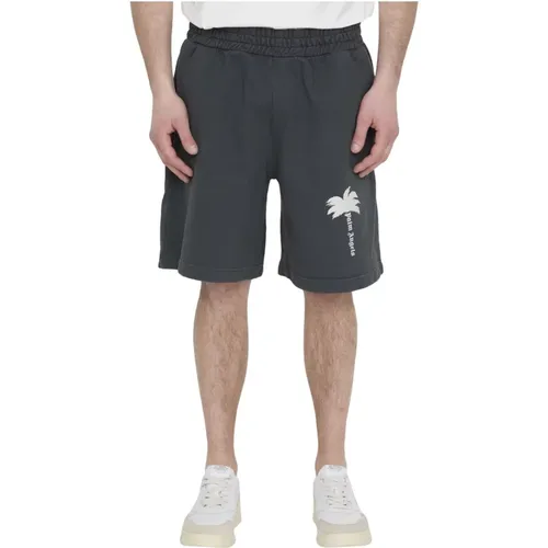 Graue Baumwollfleece Bermuda Shorts , Herren, Größe: L - Palm Angels - Modalova