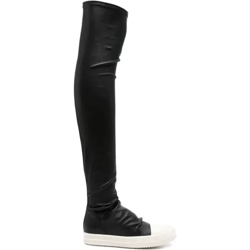 Over-knee Boots, female, , Size: 6 US Leather Sneakers with Stretch Toe Caps - Rick Owens - Modalova