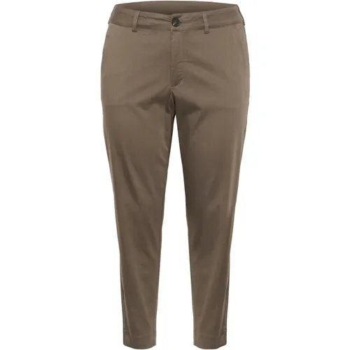 Braune Chino Hose mit Breitem Bund , Damen, Größe: 4XL - Kaffe Curve - Modalova