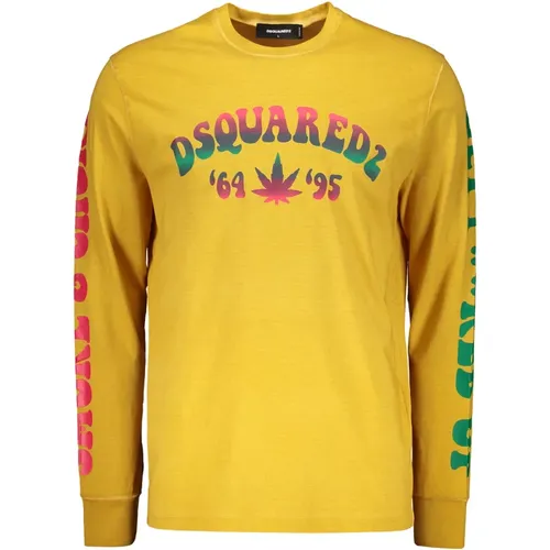 Baumwoll-T-Shirt mit Frontlogo-Druck , Herren, Größe: 2XL - Dsquared2 - Modalova