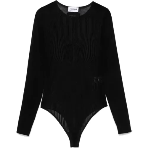 Schwarzer Flocked Mesh Body - Jean Paul Gaultier - Modalova