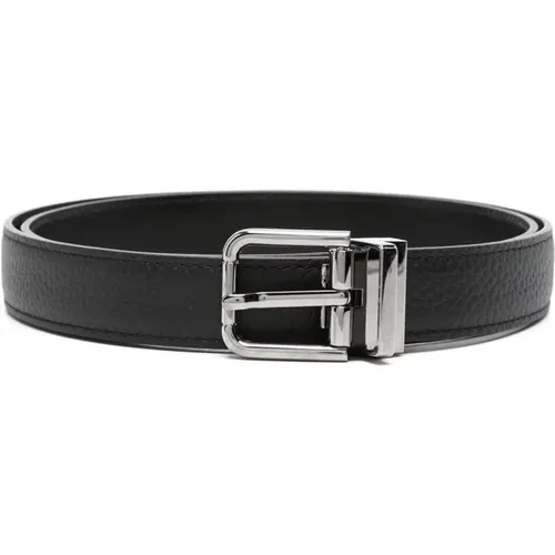 Belts, male, , Size: 105 CM Leather Belt with Buckle - Dolce & Gabbana - Modalova