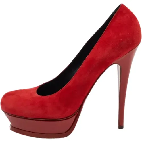 Pre-owned Pumps, female, , Size: 10 1/2 US Pre-owned Suede heels - Yves Saint Laurent Vintage - Modalova