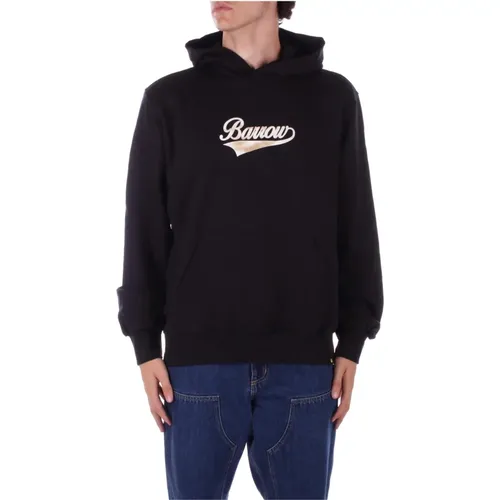 Schwarzer Hoodie Pullover Logo Vordertasche , Herren, Größe: L - BARROW - Modalova