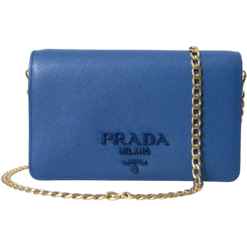 Elegant Monogram Leather Sling Purse , female, Sizes: ONE SIZE - Prada - Modalova