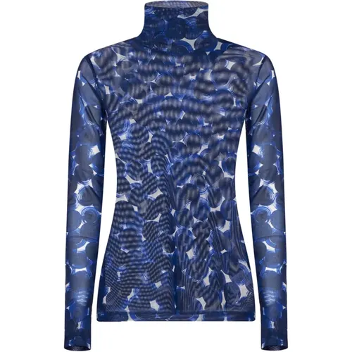 Blauer Pullover mit abstraktem Druck - Dries Van Noten - Modalova