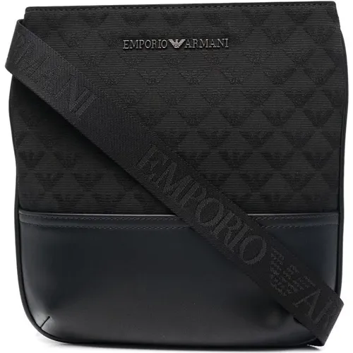 Ikonoische Schwarze Cross Body Tasche für Männer - Emporio Armani - Modalova