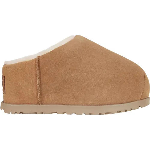 Gemütliche Braune Lammfell Hausschuhe , Damen, Größe: 37 EU - Ugg - Modalova