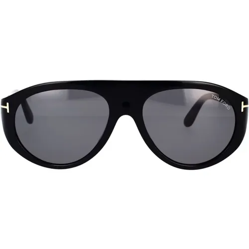 Klassische Pilotenbrille mit schwarzem Rahmen und rauchgrauen Gläsern - Tom Ford - Modalova