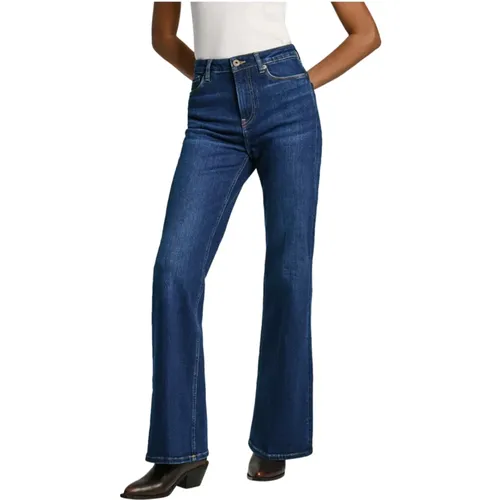 Retro Flare High Waist Denim Jeans , Damen, Größe: W30 - Pepe Jeans - Modalova