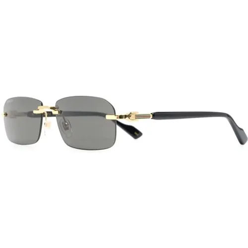 Sunglasses, male, , Size: 56 MM Gold Sunglasses with Original Accessories - Gucci - Modalova