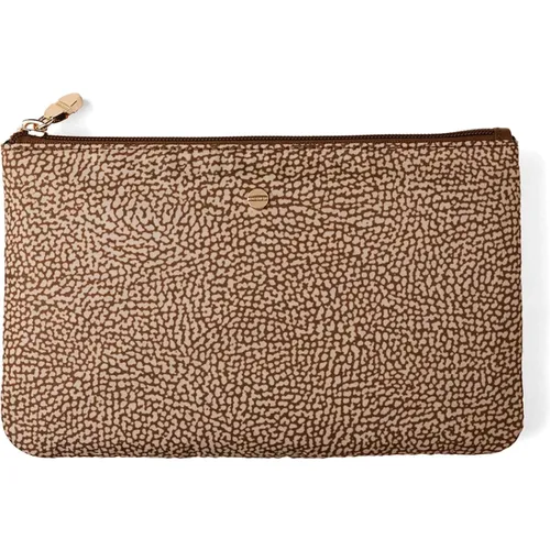 Clutches, female, , Size: ONE SIZE Flat Pouch with Zip Closure - Borbonese - Modalova