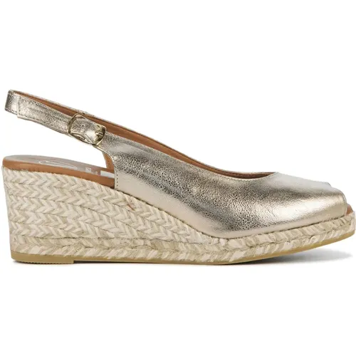 Goldene Leder Espadrilles Keilabsätze , Damen, Größe: 40 EU - Viguera - Modalova