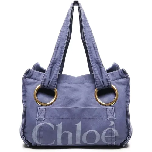 Tote Bags, female, , Size: ONE SIZE Cotton Shoulder Bag with Pockets - Chloé - Modalova