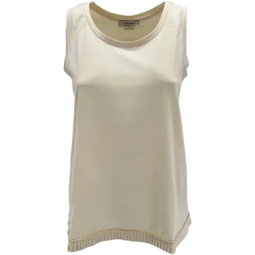 Madonna Neck Cotton Tank Top , female, Sizes: XS, S - Max Mara Studio - Modalova