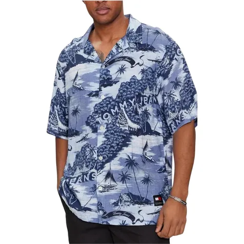 Hawaiian Camp Short Sleeve Shirt , male, Sizes: L, M, XL - Tommy Jeans - Modalova