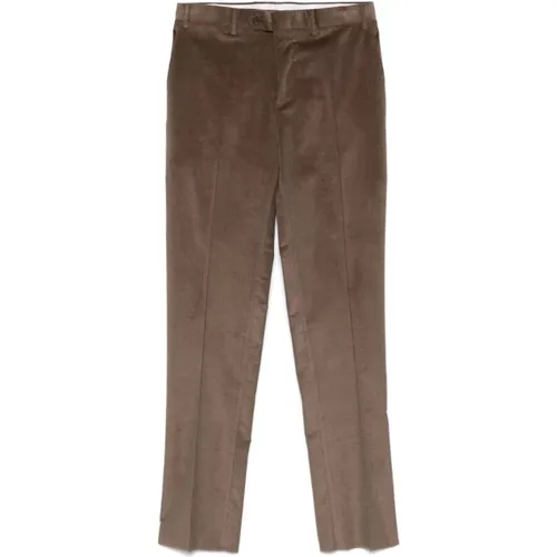 Straight Trousers, male, , Size: XL Khaki Cotton Corduroy Pants Straight Cut - Canali - Modalova