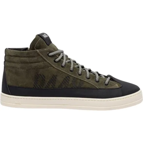 Sneakers, male, , Size: 7 US Black and Khaki High Top Sneakers - P448 - Modalova