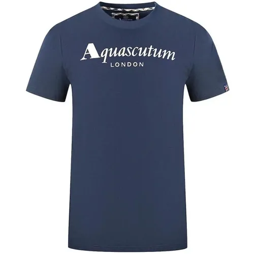 Baumwoll-T-Shirt mit Union Jack Flagge , Herren, Größe: XL - Aquascutum - Modalova