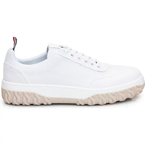 Tricolor Low Fabric Lace-Up Sneakers - Thom Browne - Modalova