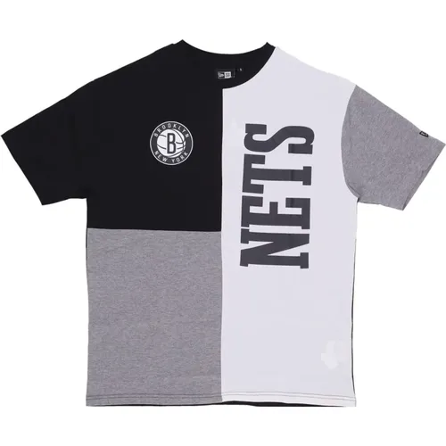 T-Shirts, male, , Size: S Brooklyn Nets Logo Tee Black/Grey - new era - Modalova