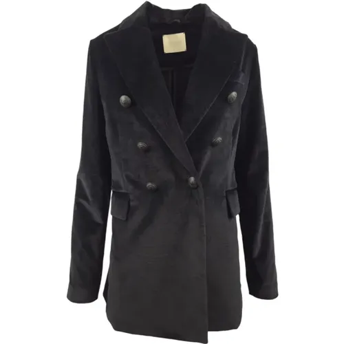 Blazers, female, , Size: M Devorè Double-Breasted Velvet Blazer - Circolo 1901 - Modalova