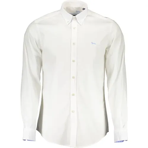 Weiße Baumwollhemd mit Schmaler Passform , Herren, Größe: L - Harmont & Blaine - Modalova