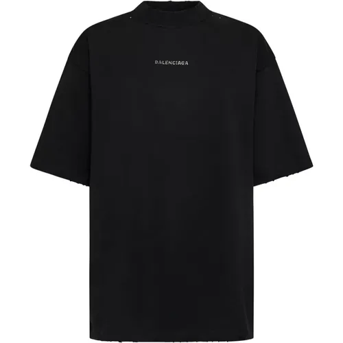 Rhinestone Logo Crew Neck T-shirt - Balenciaga - Modalova