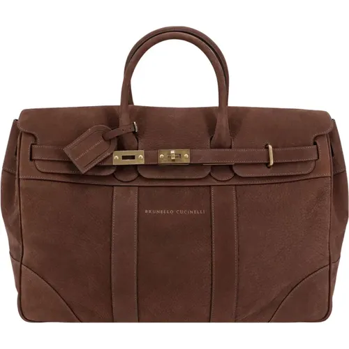 Travel Bag with Flap Closure , male, Sizes: ONE SIZE - BRUNELLO CUCINELLI - Modalova