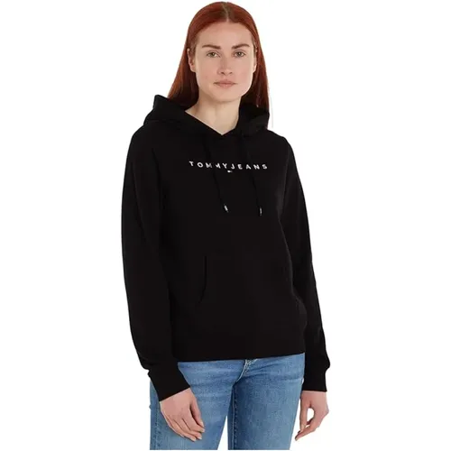 Kapuzen-Sweatshirt - Schwarz , Damen, Größe: XS - Tommy Jeans - Modalova