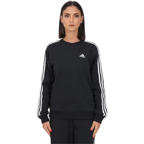 Schwarzer Essentials 3-Stripes Fleece Sweatshirt für Frauen , Damen, Größe: S - Adidas - Modalova