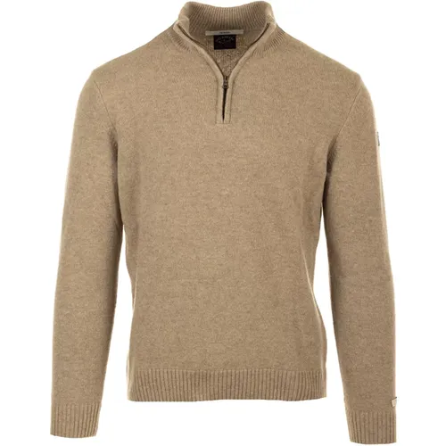 Grauer Pullover Half Zip Taube , Herren, Größe: L - PAUL & SHARK - Modalova