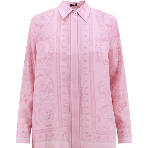 Silk Shirt with Medusa Details , female, Sizes: S, XS, M - Versace - Modalova