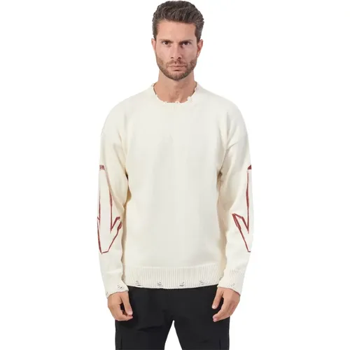 Weißer Pullover mit Kontrastdruck , Herren, Größe: XL - Disclaimer - Modalova