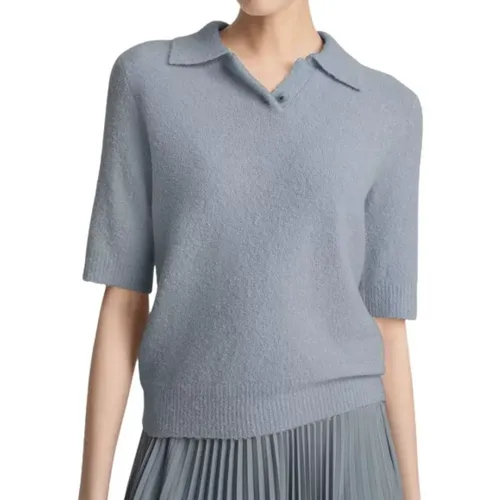 Seidenmischung Bouclé Polo Pullover , Damen, Größe: L - Vince - Modalova