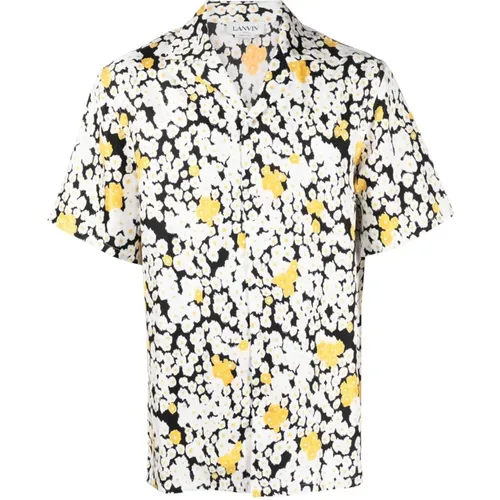 Short Sleeve Shirts, male, , Size: L Floral Print Short-Sleeve Shirt - Lanvin - Modalova