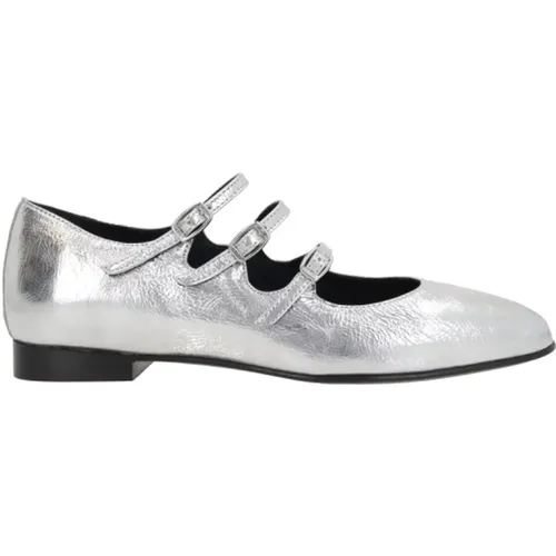 Ballerinas, female, , Size: 8 1/2 US Silver Flat Mary-Jane Ballerina Shoes - Carel - Modalova