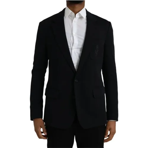 Blazers, male, , Size: XS Slim Fit Wool Blazer - Dolce & Gabbana - Modalova