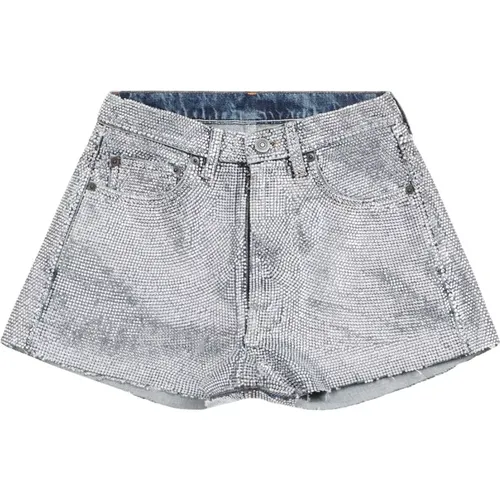 Short Shorts, female, , Size: W26 Crystal Cotton Denim Shorts - Maison Margiela - Modalova