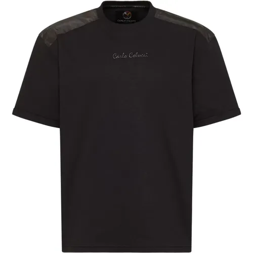 Oversize T-Shirt mit Nylon-Applikationen , Herren, Größe: L - carlo colucci - Modalova