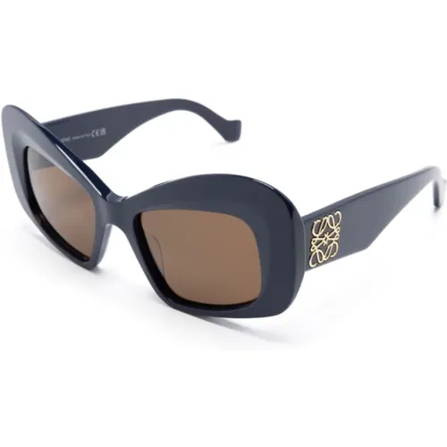 Blaue Sonnenbrille für den täglichen Gebrauch,LW40128I 01A Sunglasses,Braune Sonnenbrille mit Zubehör,Stylische Sonnenbrille Lw40128I - Loewe - Modalova