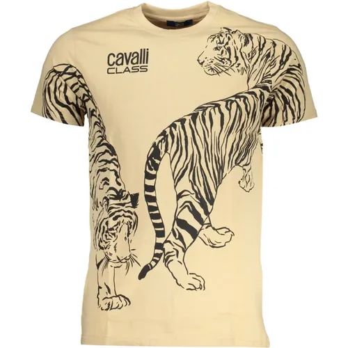 Kurzarm Logo Print T-Shirt , Herren, Größe: XL - Cavalli Class - Modalova