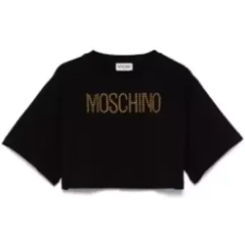 Kinder Schwarzes T-shirt,Wolkenmuster Kinder T-shirt - Moschino - Modalova