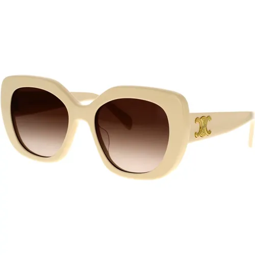 Butterfly Sunglasses with Ivory Frame and Brown Gradient Lenses , female, Sizes: 55 MM - Celine - Modalova