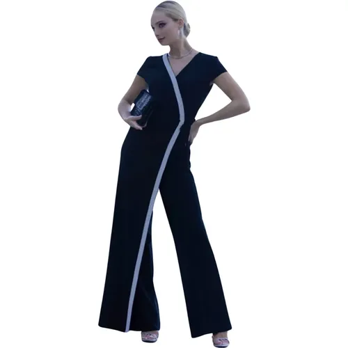 Elegant Jumpsuit with Short Sleeves and V-Neck , female, Sizes: L, S, M, 2XL, XL - Frank Lyman - Modalova